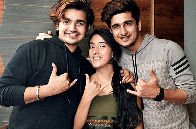 Sameeksha Sud with rumoured boyfriends Bhavin Bhanushali and Vishal Pandey