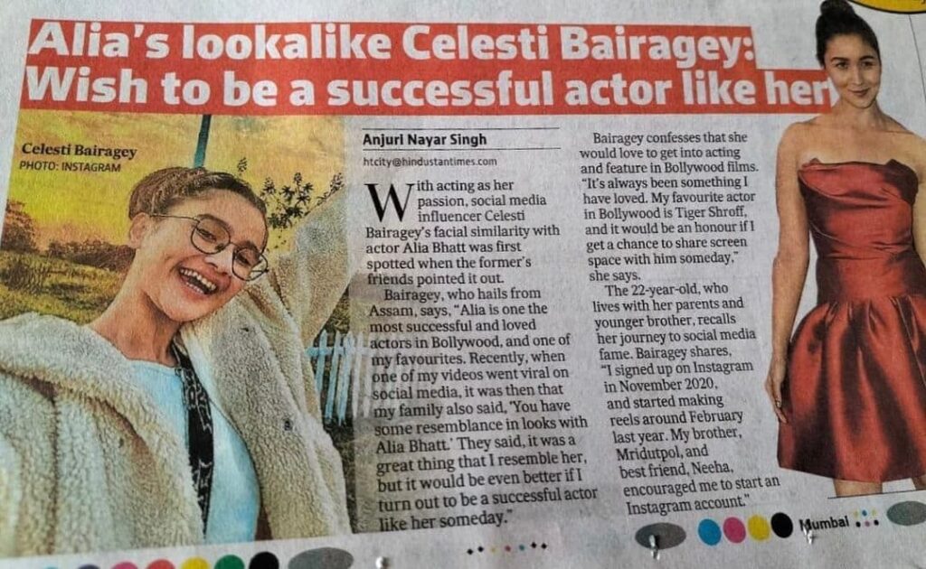 Celesti Bairagey appeared in news headlines for having similar looks like Alia Bhatt.