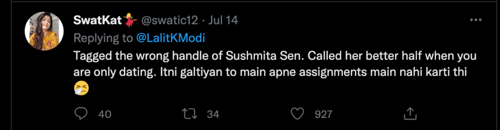 Is Lalit Modi and Sushmita Sen Getting Married? 1 Twitter used trolled Lalit Modi for tagging wrong handle of so called better half Sushmita Sen