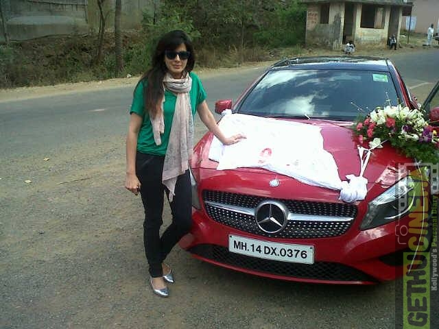 Kirti Kulhari Red Sparkling Mercedes Benz