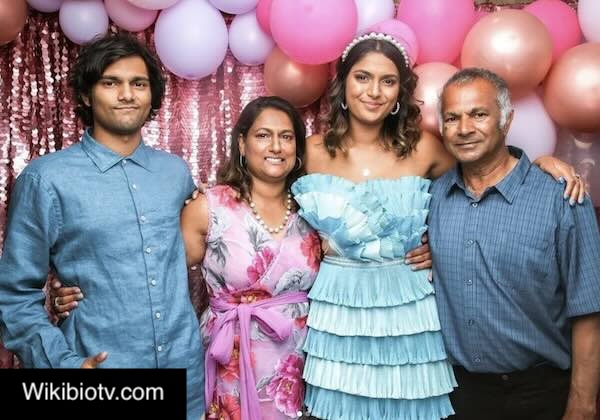 Premila Morar with her mother, father and brother (sibling)