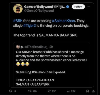 'टाइगर का बाप पठान', 'सलमान का बाप SRK' ट्विटर पर हुआ ट्रेंड, आखिर किसने किया ये सब ? 2 Salman Ka Baap SRK trending on Twitter