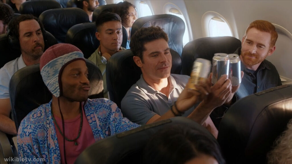 A flight scene where JT ditches his wife’s baby shower and go on a trip with his best friends Dean and Wes