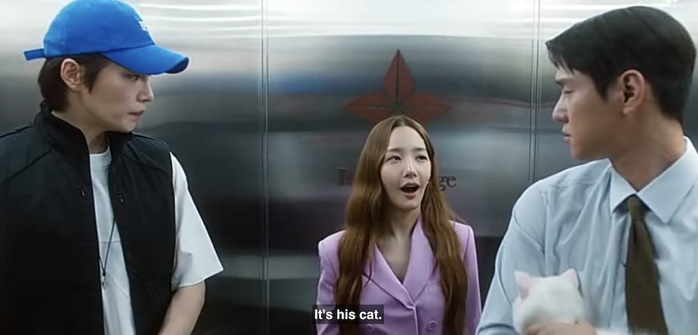 Episode 2 Scene - Choi Sang Eun in an elevator with Jung Ji Ho and Kang Hae-jin 
