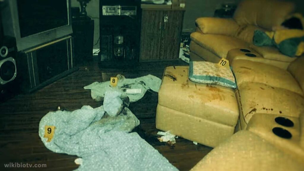 A scene from Netflix documentary series 'What Jennifer Did' where Jennifer is found to be the mastermind of her family's murder.